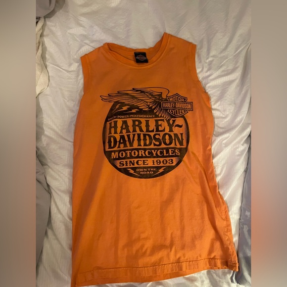 Harley-Davidson Orange Sleeveless Tank - Picture 1 of 4